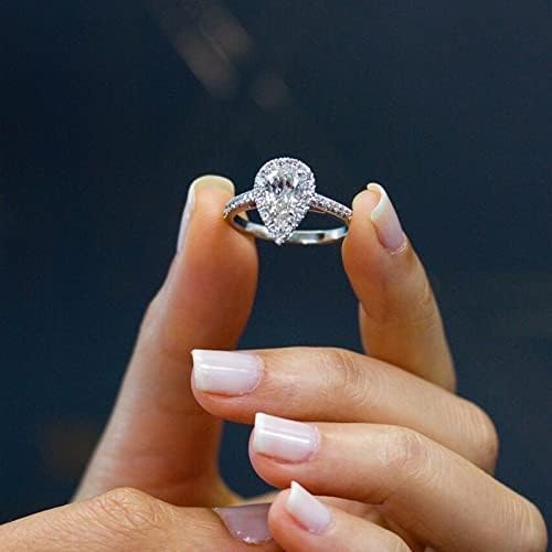Női Gyűrű Divat Víz Csepp Ezüst Cirkónia Esküvői Gyűrű, Esküvői Strasszos Eljegyzési Gyűrűt a Nők Bohém Ékszerek Gyűrűk