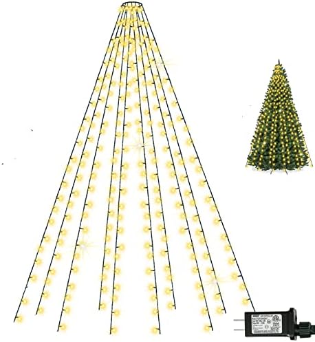 Karácsonyfa Fényei, 6.6 FT 10 Szál Kültéri Karácsonyi Fények 8 Módok, 200LED Vízálló Ragyogj Tündér Fa Fények Csatlakoztassa