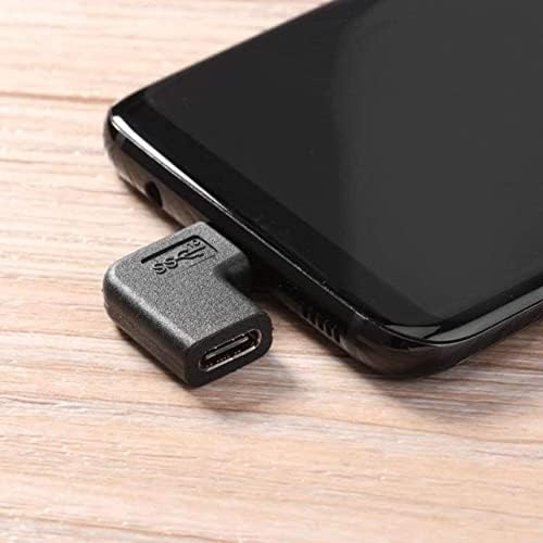 PULABO USB-C USB 3.1 C Típusú Férfi-Nő Adapter Csatlakozó,90 Fokos Szögben Plug and Play Adapter Csatlakozó - Fekete Felső