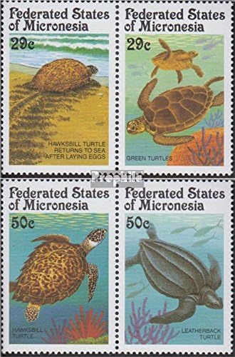 Mikronesien 215-218 Vízszintes Párok (Teljes.Kérdés.) 1991 Tengeri Teknősök (Bélyeget Gyűjtő) Kétéltűek / Hüllők / Dinoszauruszok
