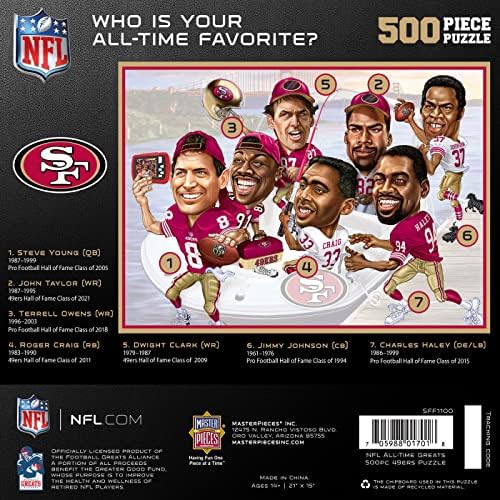 Baba Fanatikus Remekművek 500 Darab Sport Kirakós játék Felnőtteknek - NFL-ben San Francisco 49ers Minden idők Nagyjai -