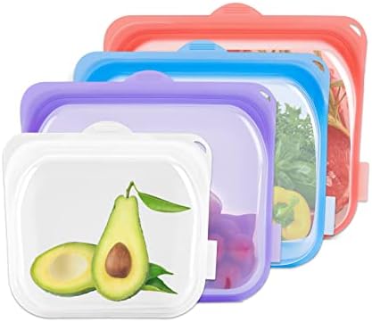 INKBIRD Újrafelhasználható Szilikon Táskák Élelmiszer-Tároló Csomag 4 Csomag, BPA Mentes Élelmiszer Minőségű Étel elkészítése