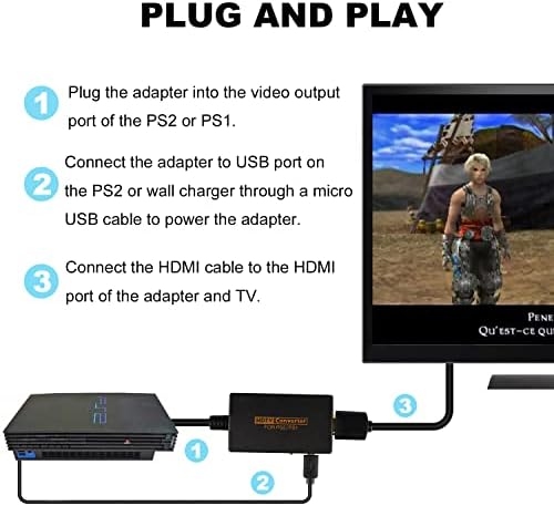 PS2-HDMI Átalakító, Támogatja a 1080P, illetve 720P Átalakítani Adapter PS2/PS1