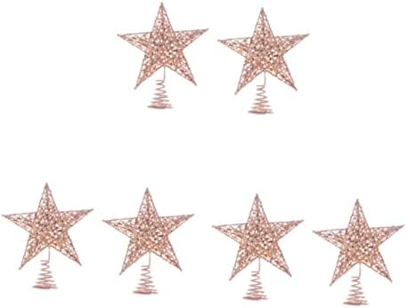 Amosfun 6 Db Karácsonyi Csillag Dekoráció Kereszt Karácsonyfa Topper Xmas Természetvédő Kalap Díszíteni Díszek, Karácsonyfa
