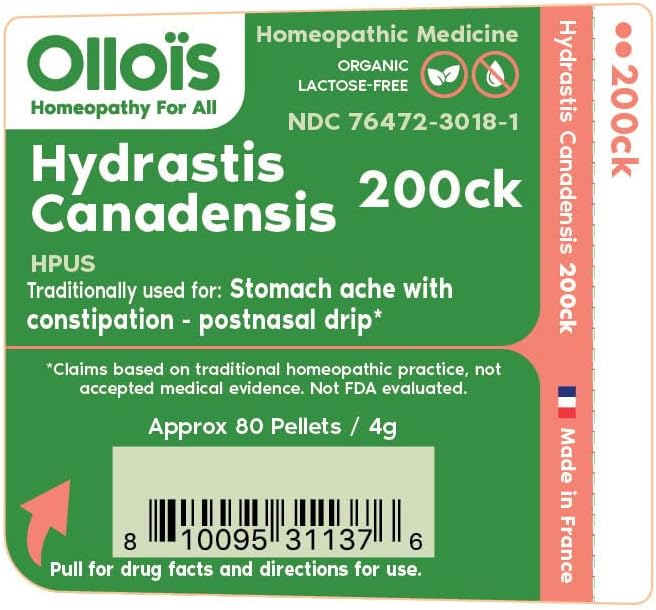 OLLOIS Hydrastis Canadensis 200ck Bio & Laktóz-Mentes Homeopátiás Gyógyszer, 80 Pellet (Csomag 5)