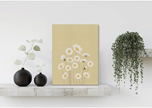 Százszorszép Virágok Vászon Wall Art Poszter, Százszorszép Kép Nyomtatási Festményről Keretben a Boho Home Nappali, Hálószoba