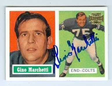 Gino Marchetti dedikált futball kártya (Baltimore Colts) 2001 Topps Archives 86 - Dedikált NFL Labdarúgó-Kártyák
