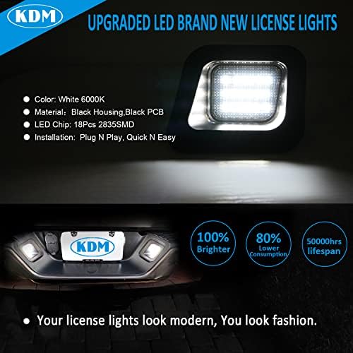 A KDM 6000K Füstölt Lencse LED Rendszámtábla Világítás, LED Tag Könnyű szerelés Csere Kompatibilis 2003-2018 Dodge RAM 1500