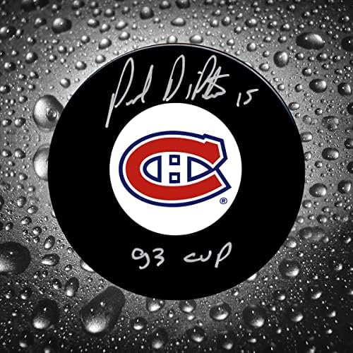 Paul DiPietro Montreal Canadiens 1993 Kupa Dedikált Puck - Dedikált NHL Korong