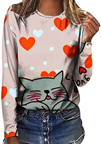 Valentin Nap Pólók Női Aranyos Állat Grafikus Hosszú Ujjú Pulcsit Soft Sleeve Blúzok Pullovers