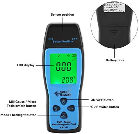 EMF Teszter, Digitális Elektromágneses Radiometer Mini LCD Kijelző Vizsgálatra Szellem, Mágneses tér, Elektromos Mező Sugárzás,