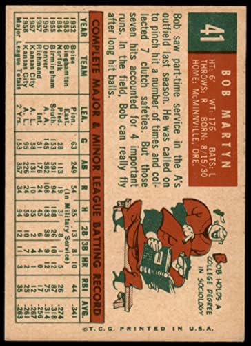 1959 Topps 41 Bob Martyn Kansas City Atlétika (Baseball Kártya) EX/MT Atlétika
