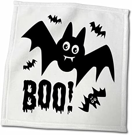 3dRose Boo - Vicces Gyerekek Halloween Bat Design Fekete-Fehér - Törölköző (twl-262148-3)
