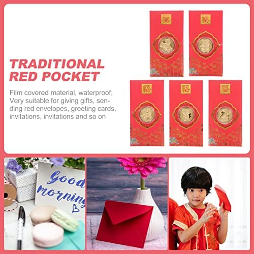 Esküvői Borítékok Tavaszi Fesztivál Zsebében 5db Új Év, új év, piros csomag 2022 kínai vörös csomagok pénzt csomag Piros