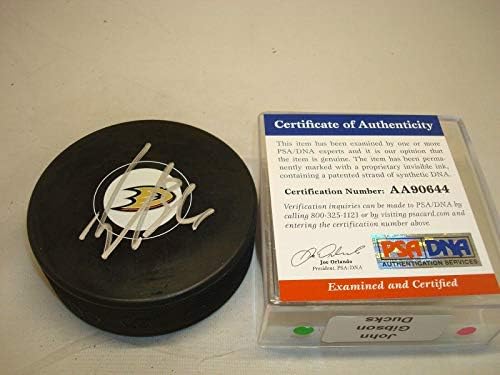 John Gibson Aláírt Anaheim Ducks Jégkorong Dedikált PSA/DNS-COA-1B - Dedikált NHL Korong