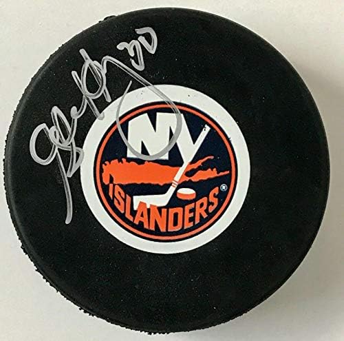 GLENN HEALY (New York Islanders) aláírt Hivatalos NHL logó puck - Dedikált NHL Korong
