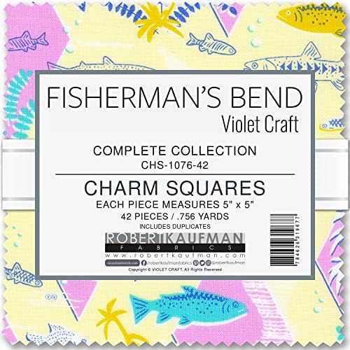 Ibolya Kézműves Fisherman ' s Bend Varázsa Tér 42 5 cm-es Négyzet Varázsa Pack Robert Kaufman CHS-1076-42