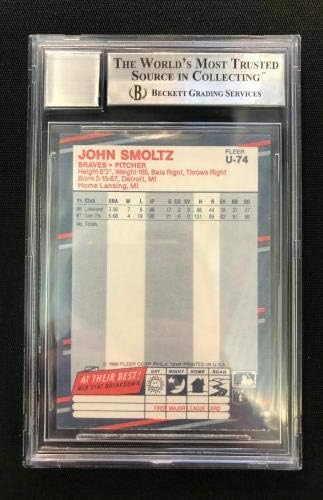 John Smoltz Aláírt 1988 Fleer Frissítés Újonc Kártya Bas Auto Fokozatú Tökéletes 10 - Baseball Asztalon Dedikált Kártyák