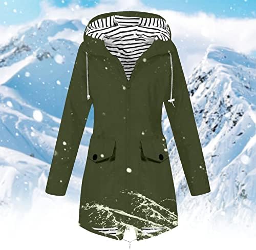 COKUERA Téli Kabátok Női Divatos ok-Okozati Kapucnis Kabát Eső Kabát Vízhatlan Kabát Plus Size Cipzár Esőkabát Zseb