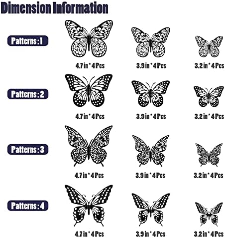 SAOROPEB 3D Pillangó, Fali Dekor 48 Db 4 Stílusok 3 Méretben-Pillangó Szülinapi Dekoráció&Pillangó Parti Dekoráció&Pillangós