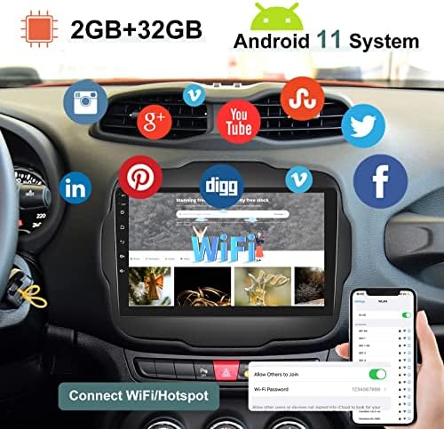 [2G+32G] Android 11 autórádió a Jeep, a Lázadó, a 2015-2020 közötti, érintőképernyő Autó Játszani Sztereó, Apple Carplay/Android