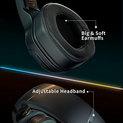 Tatybo Gaming Headset Mikrofon PC PS4 PS5 Xbox Egy Sorozat X/S Kapcsolót, PS4 Fülhallgató Szuper Nagy Fülvédő & 4 Módok RGB