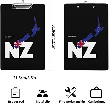 Új-Zéland Ország a Térkép Akril Vágólapra Aranyos Klip Táblák, Alacsony Profil, Fém Klip Testület a Férfiak Nők