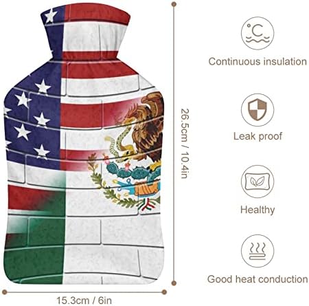 Usa-Mexikói Zászló Határon Fal Plüss Víz Injekció Gumi Meleg Víz Táska Hordozható Forró Vizes Palackot Meleg Kéz-Láb Melegebb