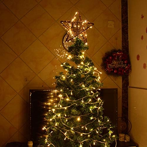 kingleder Csillag karácsonyfa Topper 50 Led-ek Távoli Meleg Fehér fényfüzér a Karácsony fa tetején Dekoráció