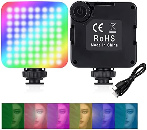 UBeesize RGB LED Videó Fény a Kamera,RGB 72 LED Kamera-Fény-360° - Os Színes Hordozható Vlog Fotó Világítás,2500-9000K,CRI