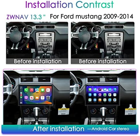 ZWNAV 13.3 hüvelykes Android 10 Autó Sztereó Ford Mustang 2009-2014-es,64 GB-os Autós GPS Navigációs fejegység, Bluetooth,