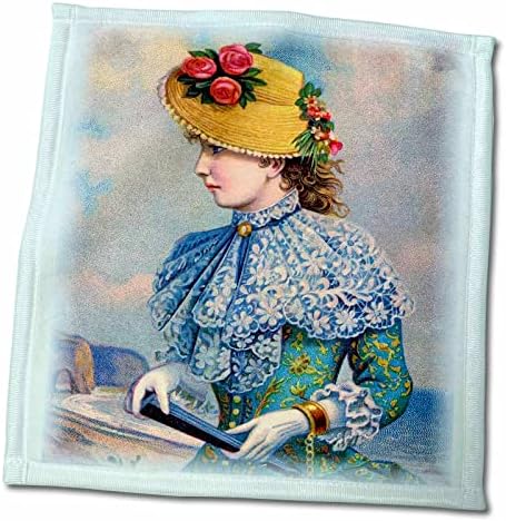 3dRose Florence Vintage - Hölgy Öltözött Kék - Törölköző (twl-41545-1)
