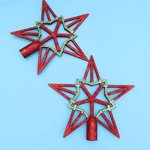 Happyyami Medál 2db Műanyag karácsonyfa Topper Csillagok, Csillogó Karácsony fa tetején Csillag, Díszek, karácsonyfa Díszek,