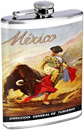 A tökéletesség Stílus Rozsdamentes Acél Flaska, 8oz Vintage Poszter D-043 Matador Mexikó Vintage Travel Turismo