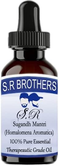 S. R Testvérek Sugandh Mantri (Homalomena Aromatica) Pure & Natural Therapeautic Minőségű illóolaj Cseppentő 100ml