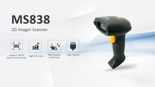 Unitech Amerika 2D Kamera Barcode Scanner, USB Vezetékes, Olvassa el 3mil vonalkódok, PDF417, QR-Kód, Data Matrix, Azték