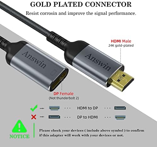 Answin HDMI DisplayPort Adapter, 4K HDMI DisplayPort Csatlakozó HDMI, hogy a DP Kábel Ki Egy Xbox/360/PS4/PS5/Mac Mini PC