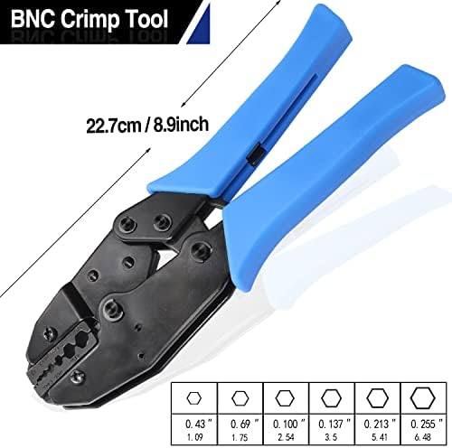 Taiss BNC Crimp eszköz 10DB BNC Csatlakozó+Koaxiális Kábel Tömörítő Eszköz, Készlet, 20 DB F Stílus RG6 Tömörítés csatlakozók+5db