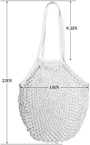 Eslazoer [2 csomag Pamut string tároló táska vásárlás, Ökológia Újrafelhasználható háló bevásárló táska, Hordozható hosszú