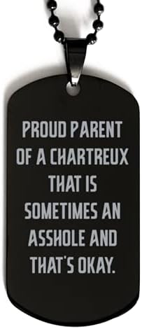 Büszke Szülő egy Chartreux, Hogy Néha egy-egy. Fekete Kutya Tag, Chartreux Macska Gravírozott Medál Nyaklánc, Epikus Ajándékok