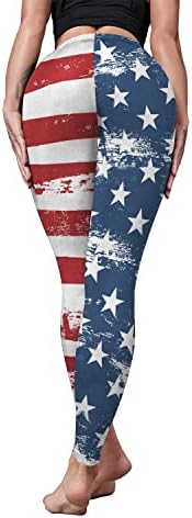 Rcimuue Női Amerikai USA Zászló Csíkos Leggings Hazafias Jóga Magas Derekú Puha július 4. Rugalmas Nadrág