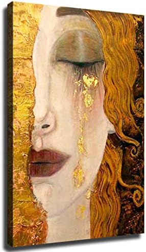 Gustav Klimt a Freya Könnyek Arany Poszter Wall Art Fali Dekor Hálószoba, Nappali, Fürdőszoba Dekoratív Vászon Festmény Nyomtatott