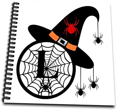 3dRose Monogram L Halloween Boszorkány Kalap Pókok, valamint a Web - Rajz Könyvek (db-371509-1)