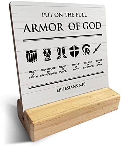 Ország Tedd a Teljes Páncél Isten a Bibliát, Fából készült Emléktábla Alá Asztal Dekoráció Rusztikus Motivációs Ef 6:10 Keresztény