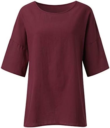 Pamut Ágynemű Maximum a Nők 3/4-Es Ujjú Tunika Női Ruha a Plus Size egyszínű Alkalmi Laza Fit Sleeve Blúz Tshirt